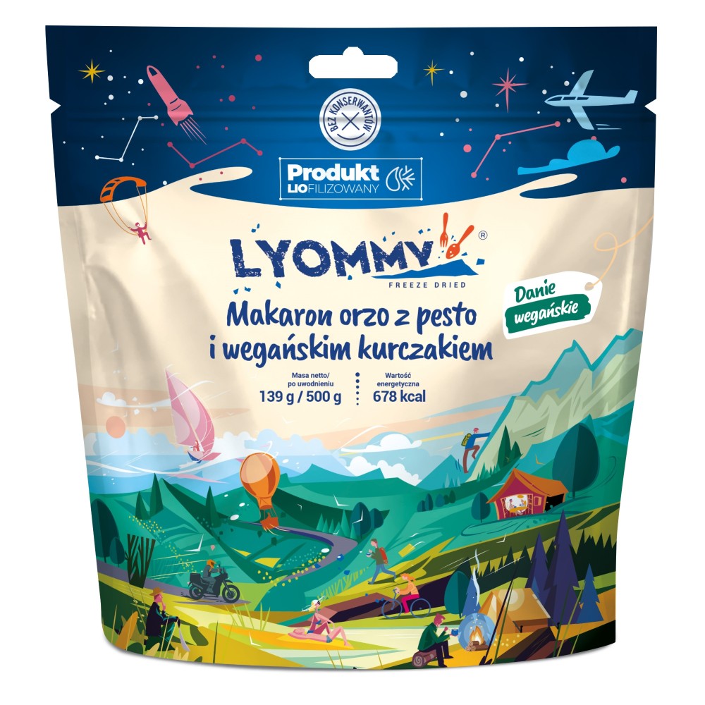 Liofilizat Lyommy Makaron orzo z pesto i wegańskim kurczakiem 500g