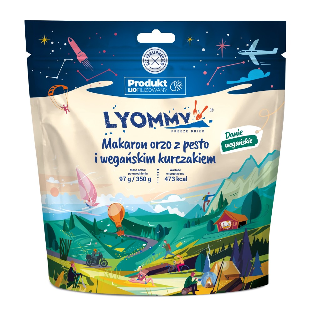Liofilizat Lyommy Makaron orzo z pesto i wegańskim kurczakiem 350g