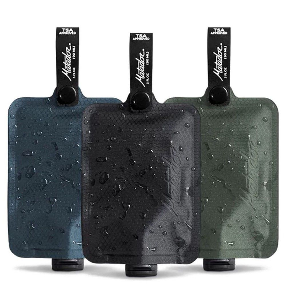 Zestaw butelek składanych podróżnych na płyny Matador FlatPak Toiletry Bottles 90ml x 3 charcoal-slate-sage
