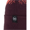 Czapka zimowa z pomponem i motywem gór Buff Knitted Beanie Tatik Burgundy