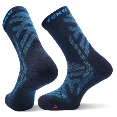 Skarpety z wełną merino Teko ecoHIKE Triaxial  Discovery Light Half Cushion 2.0 Storm
