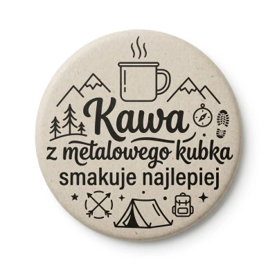 Przypinka metalowa Mohilo Kawa z metalowego kubka 32mm