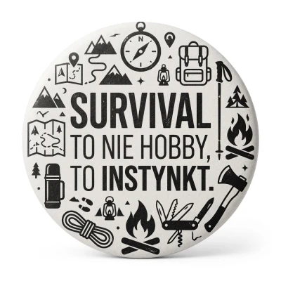 Przypinka turystyczna Mohilo Survival to nie hobby to instynkt 32mm