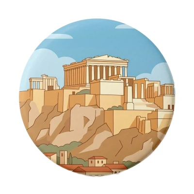 Przypinka button Mohilo Akropol Grecja 32mm