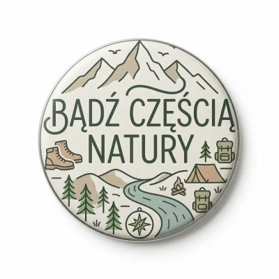 Przypinka turystyczna Mohilo Bądź częścią natury 58mm kolorowa