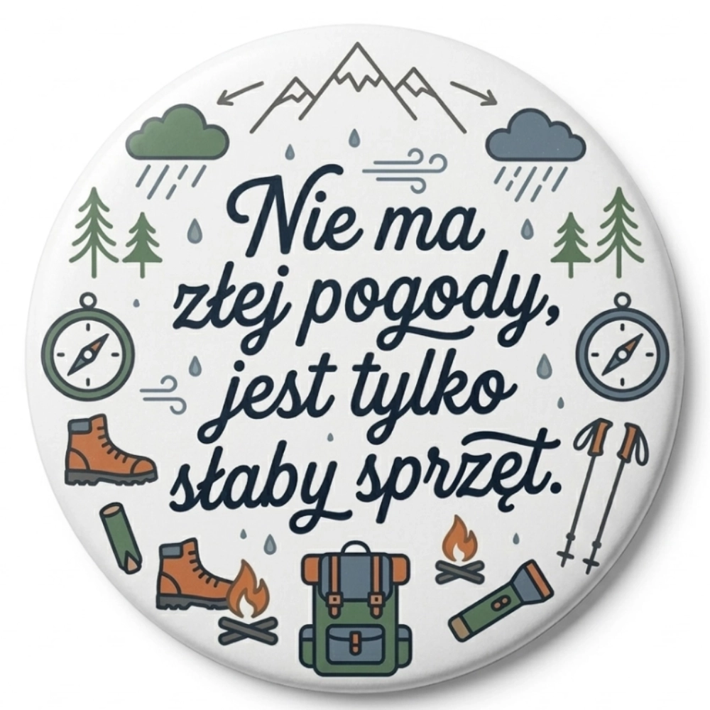 Przypinki turysstyczne nie ma zlej pogody jest tylko slaby sprzet.webp