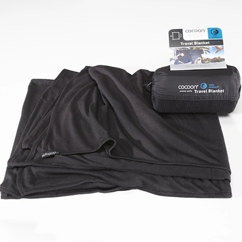 Koc kompaktowy podróżny Cocoon Travel Blanket Coolmax 180 x 140 cm black