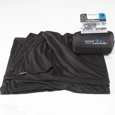 Koc kompaktowy podróżny Cocoon Travel Blanket Coolmax 180 x 140 cm black