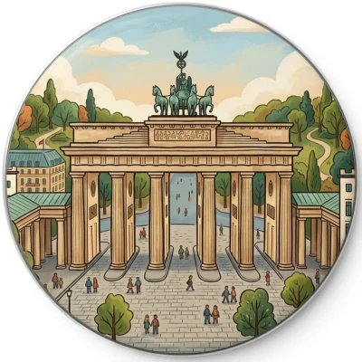 Przypinka button Mohilo Brama Brandenburska Niemcy 32mm