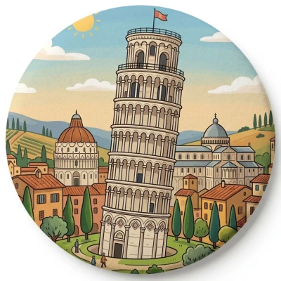 Przypinka button Mohilo Krzywa Wieża w Pizie Włochy 32mm