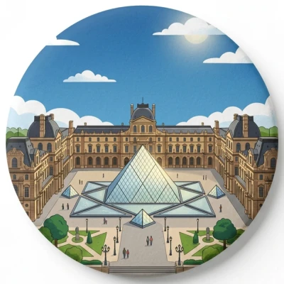 Przypinka button Mohilo Luwr Francja 32mm