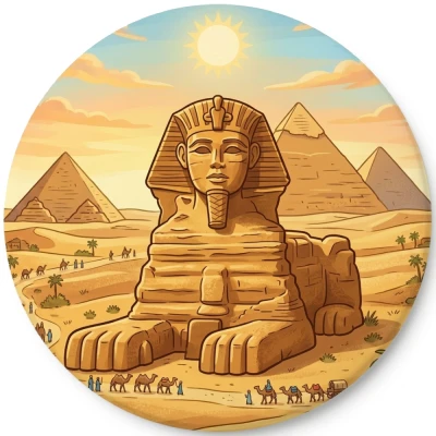 Przypinka metalowa Mohilo Wielki Sfinks Egipt 58mm