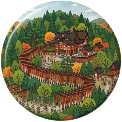 Przypinka metalowa Mohilo Świątynia Fushimi Inari Japonia 32mm