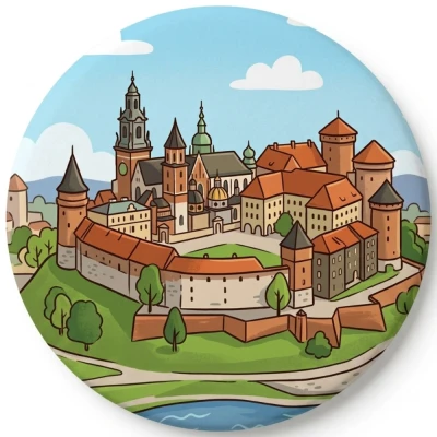 Przypinka button Mohilo Zamek Królewski na Wawelu 32mm