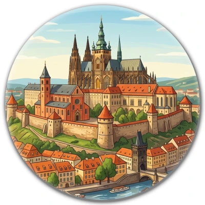Przypinka button Mohilo Zamek na Hradczanach Czechy 32mm