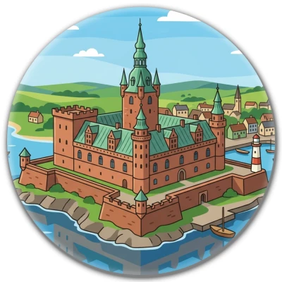 Przypinka button Mohilo Zamek Kronborg Dania 32mm