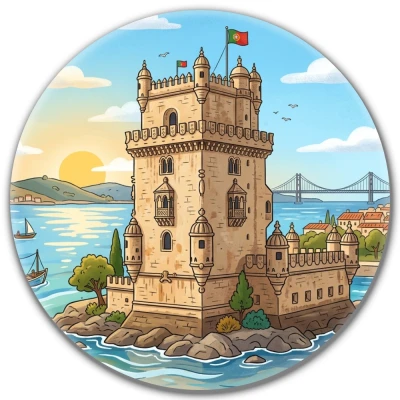Przypinka button Mohilo Torre de Belém Portugalia 58mm