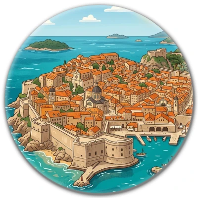 Przypinka button Mohilo Stare Miasto w Dubrowniku Chorwacja 32mm