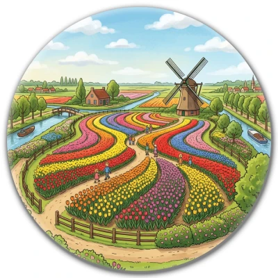 Przypinka button Mohilo Pola Tulipanów Keukenhof Holandia 32mm