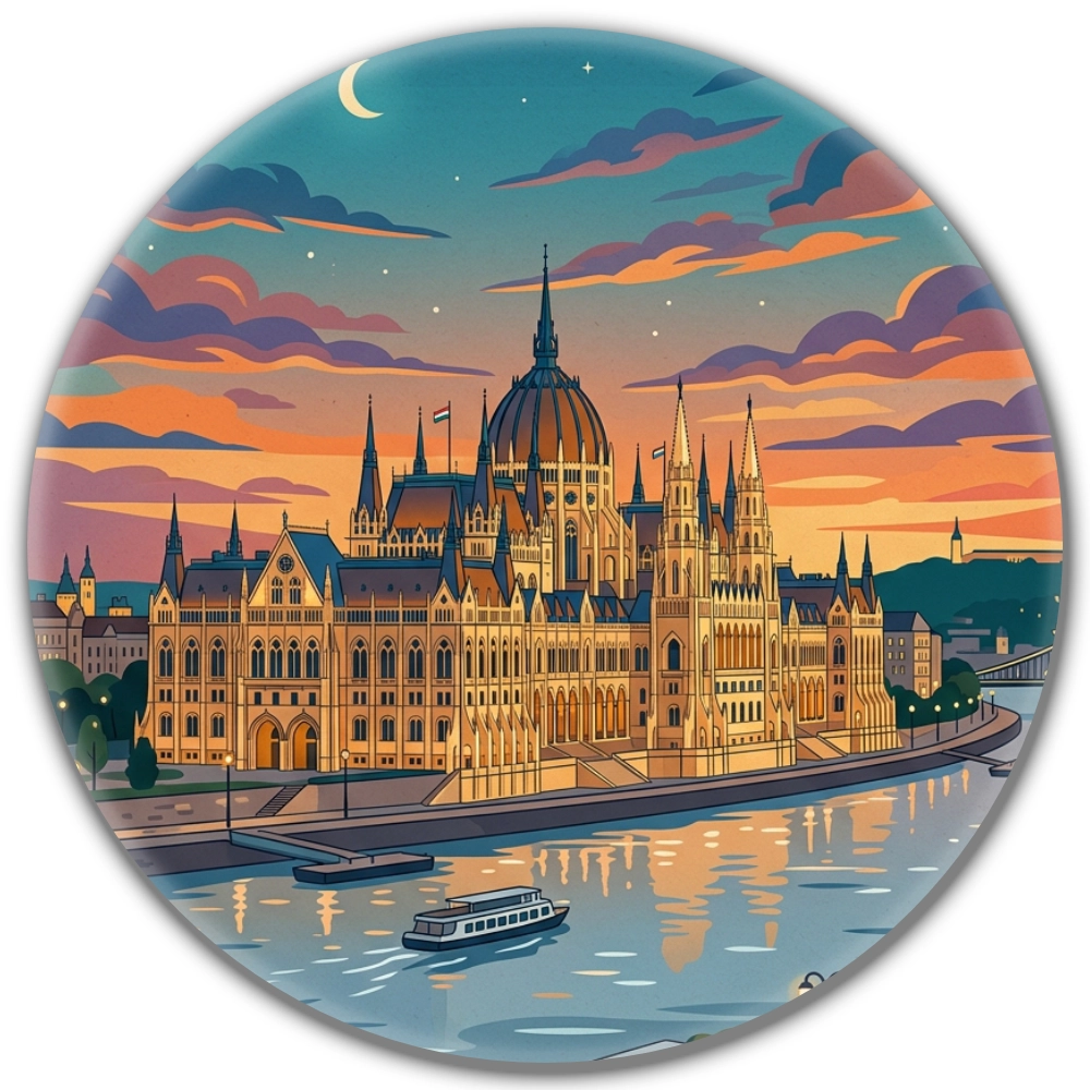 przypinka turystyczna Parlament Budapesztu.webp