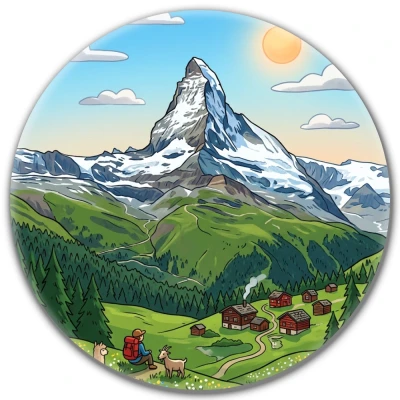 Przypinka button Mohilo Matterhorn Szwajcaria 58mm