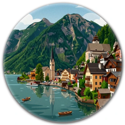 Przypinka button Mohilo Hallstatt Austria 32mm