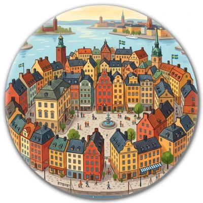 Przypinka button Mohilo Gamla Stan Szwecja 58mm