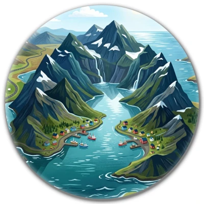 Przypinka button Mohilo Fiordy Zachodnie Islandia 58mm