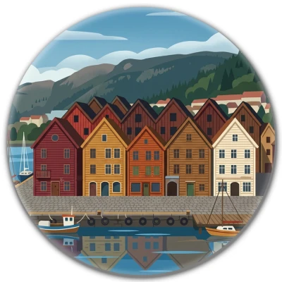 Przypinka button Mohilo Bryggen Norwegia 32mm