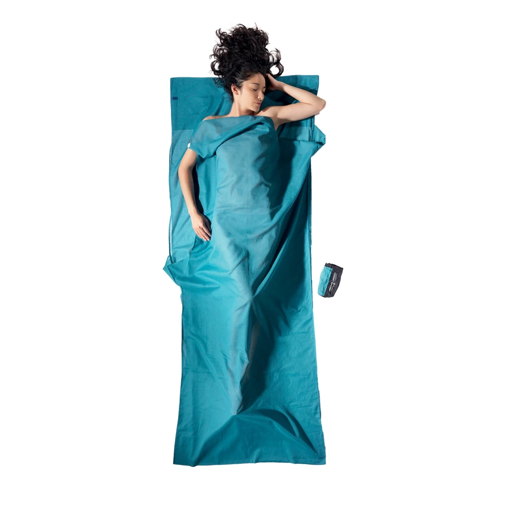 Wkładka podróżna z bawełny egipskiej i ochroną przed owadami Cocoon TravelSheet Egyptian Cotton Insect Shield laguna blue