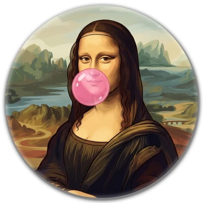 Przypinka pin Mohilo – Mona Lisa z gumą balonową 58mm