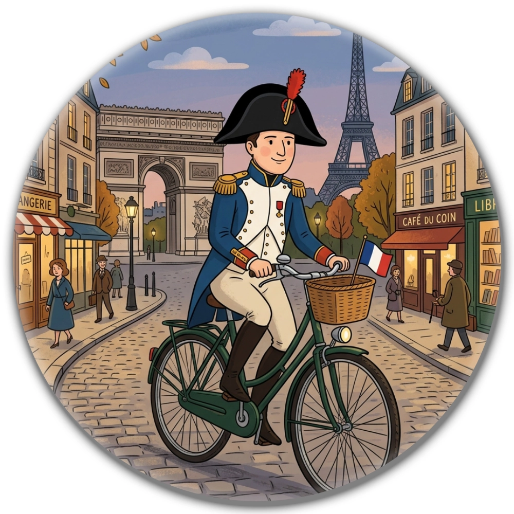 przypinak pin napoleon na rowerze.webp