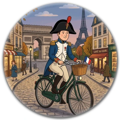 Przypinka pin Mohilo – Napoleon na rowerze w Paryżu 32mm