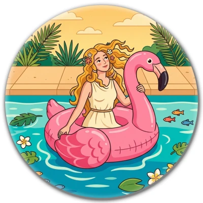 Przypinka pin Mohilo – Wenus na wakacjach 58mm