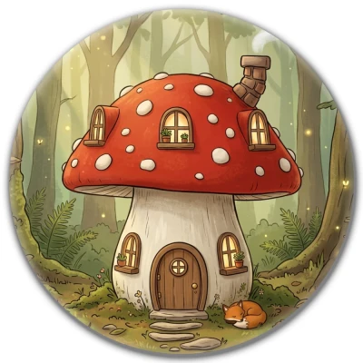 Przypinka pin Mohilo – Domek muchomorek 58mm