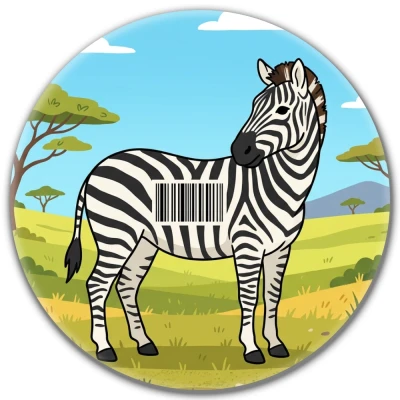 Przypinka pin Mohilo – Zebra: Kod kreskowy 32mm