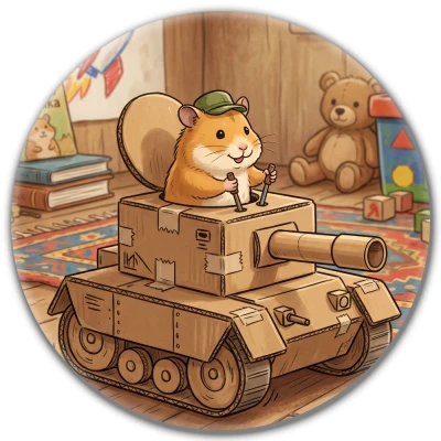 Przypinka pin Mohilo – Chomik w czołgu z kartonu 32mm