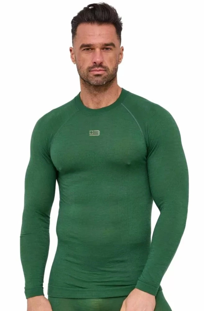 Koszulka termoaktywna męska Brubeck Active Merino LS1733W zielony