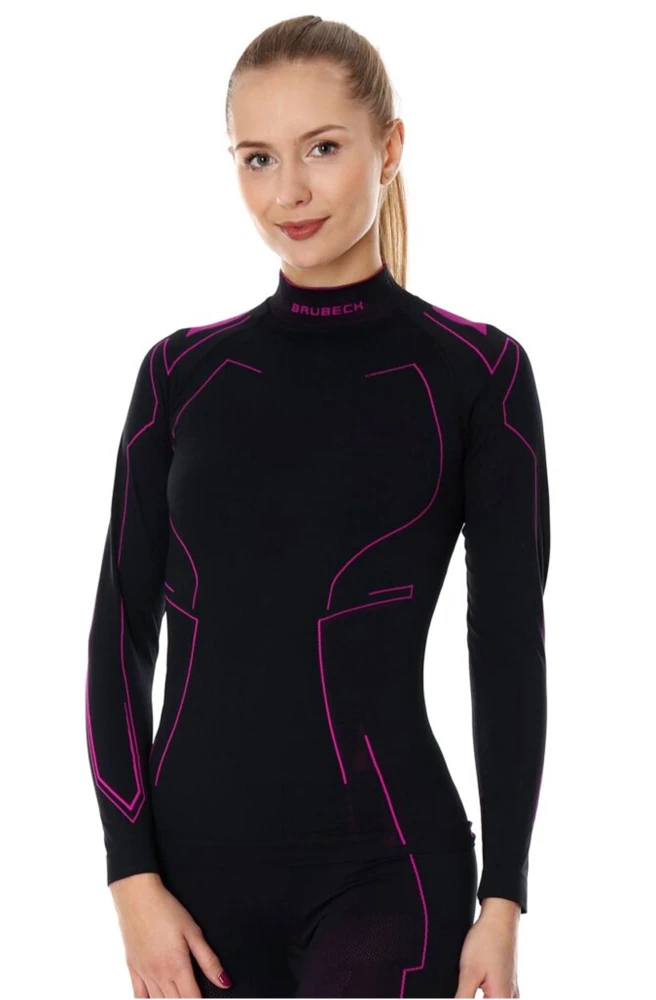 Bluza damska Brubeck cooler LS1435W czarny/amarant