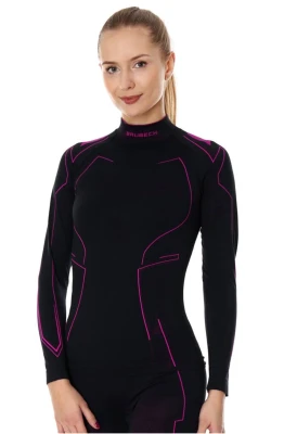 Bluza damska Brubeck cooler LS1435W czarny/amarant