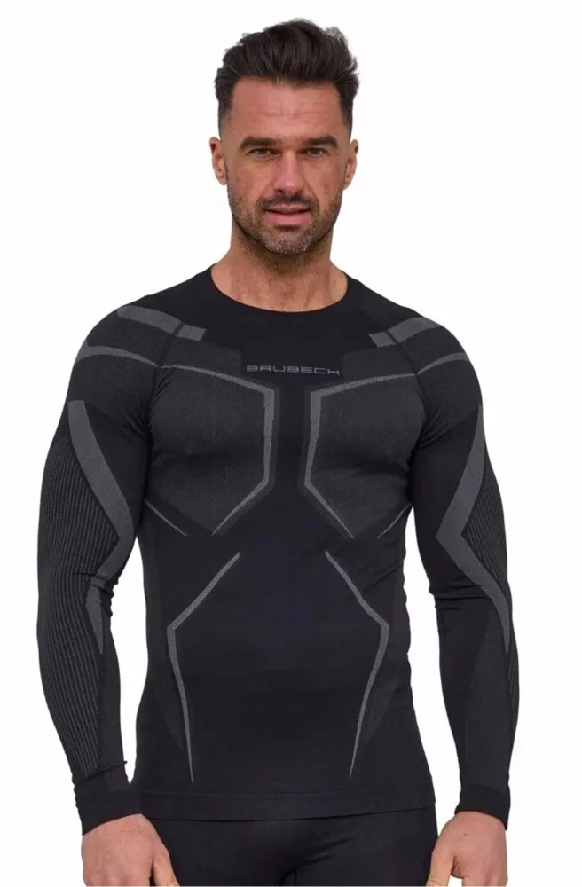 Bluza męska Brubeck Dry LS1743M czarny/grafitowy