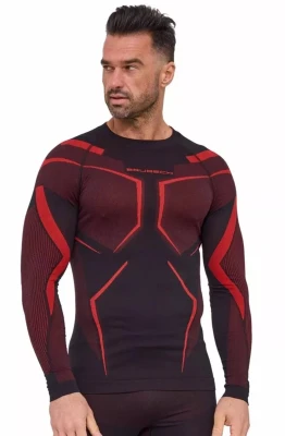 Bluza męska Brubeck Dry LS1743M  czarny/czerwony
