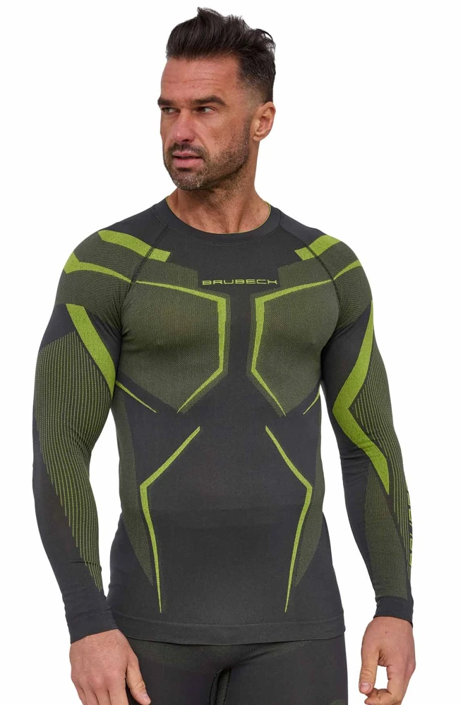 Bluza męska Brubeck Dry LS1743M grafit/limonka