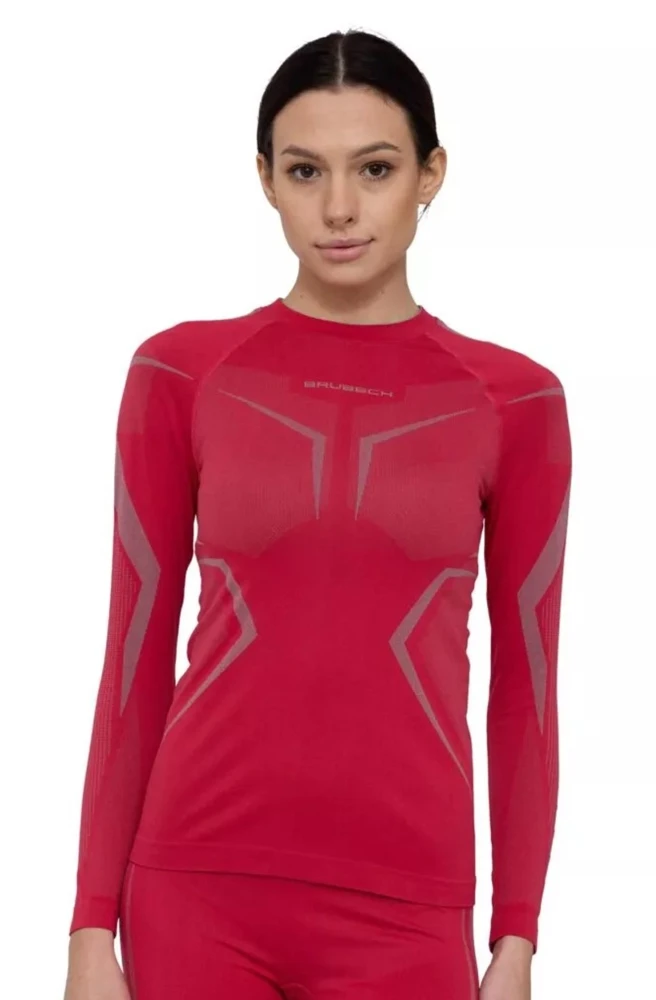 Bluza damska Brubeck Dry LS1736W malinowy/szary