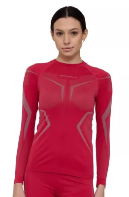 Bluza damska Brubeck Dry LS1736W malinowy/szary