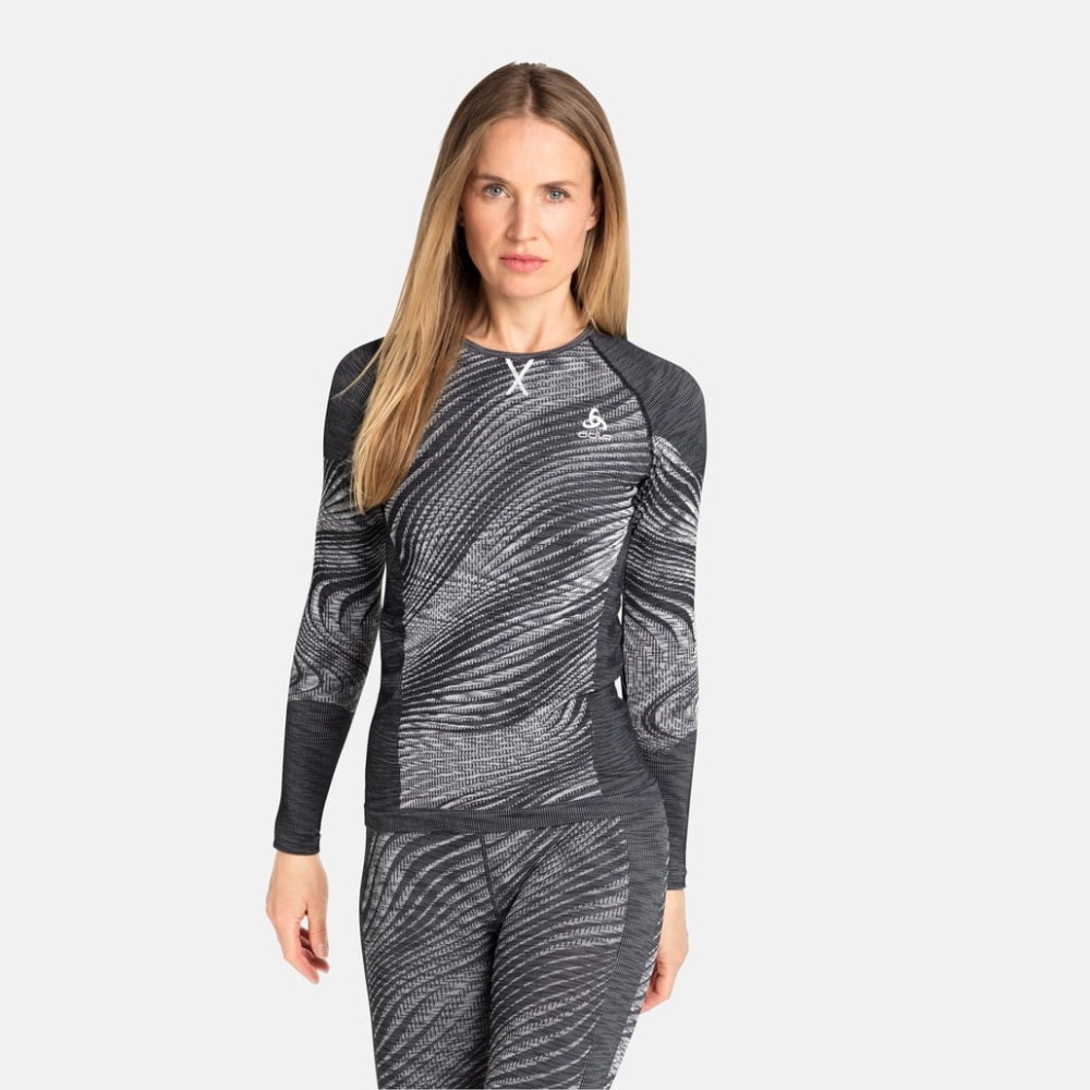 Koszulka termoaktywna damska z długim rękawem Odlo Blackcomb Eco 188561/60223 czarno-szary