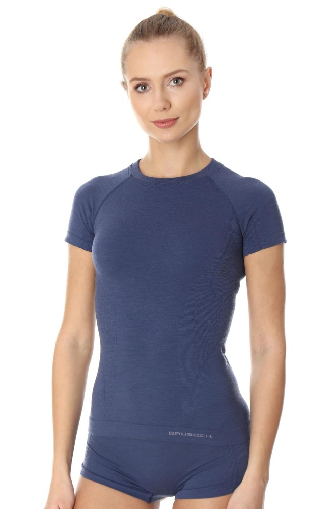 Koszulka termoaktywna damska Brubeck Active Wool SS11700 jeansowy