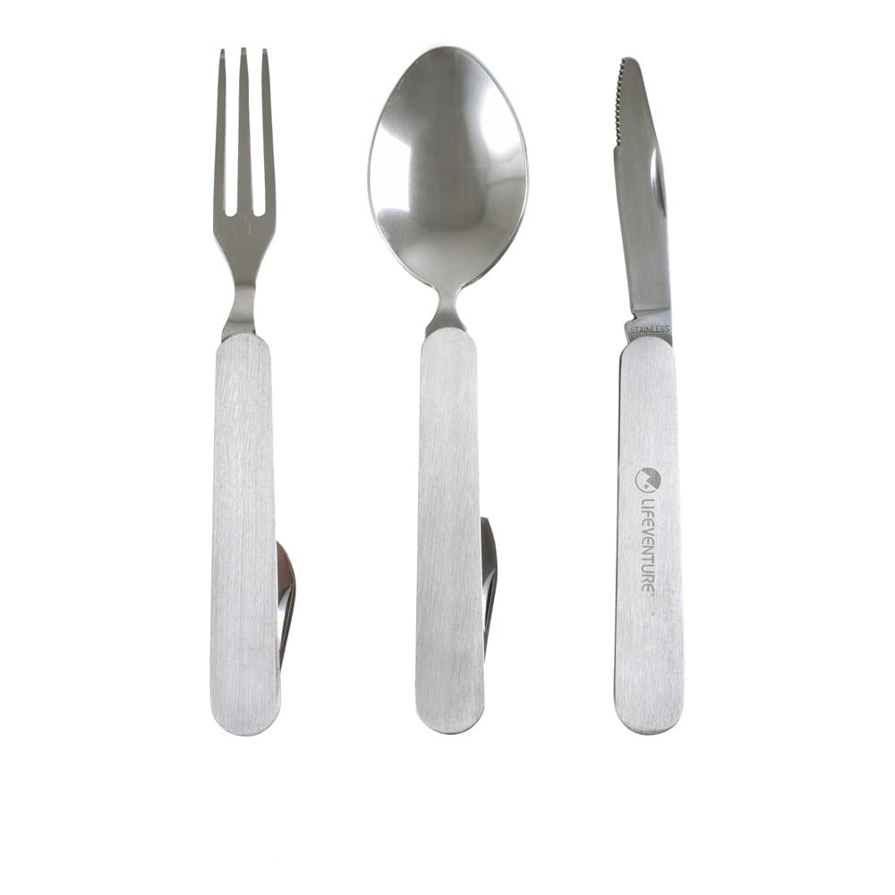 Sztućce turystyczne stalowe Lifeventure Folding Cutlery Set