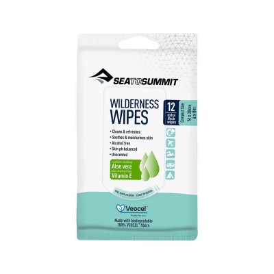 Chusteczki  z aloesem odświeżające turystyczne Sea to Summit  Wilderness Wipes Compact 12szt