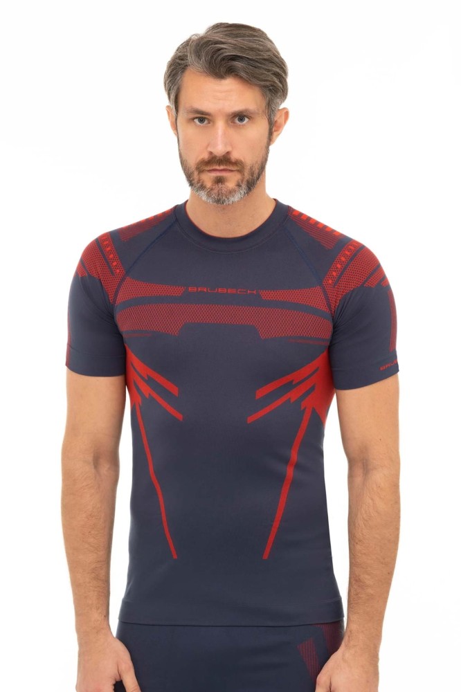 Koszulka termoaktywna męska Brubeck Dry SS13700 granat/czerwony